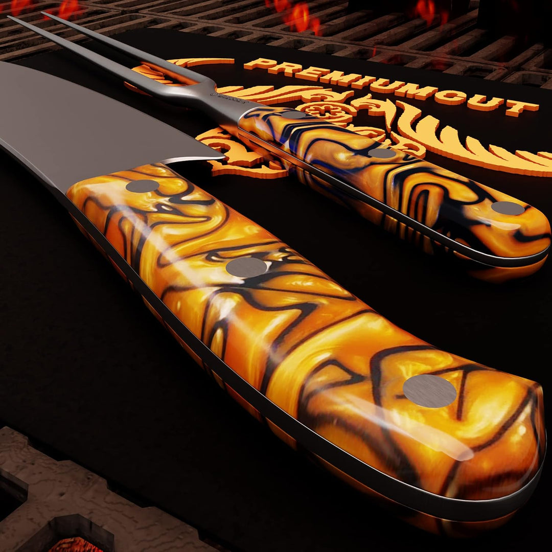 GIESSER seit 1776 - Made in Germany - PremiumCut, Spicy Orange, Tranchier Set 2 teilig, Kochmesser 2