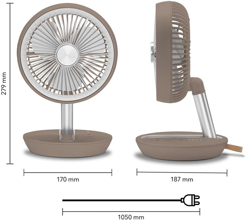 TROTEC Tischventilator TVE 2 B – Leiser Mini-Ventilator, 25 W, 2 Stufen, 360° drehbar, ideal für Bür