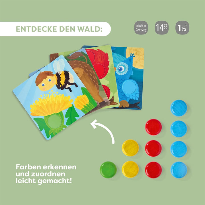 HABA Zuordnungsspiel Waldtiere – Montessori Lernspiel ab 18 Monaten, Holzspielzeug aus Buchenholz zu
