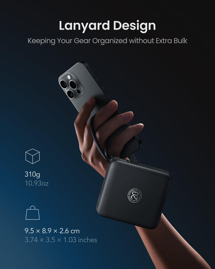 Powerbank 22,5W Power Bank mit Kabel 20000mAh USB-C Schnellladung Klein Externe Handyakkus & LED-Dis