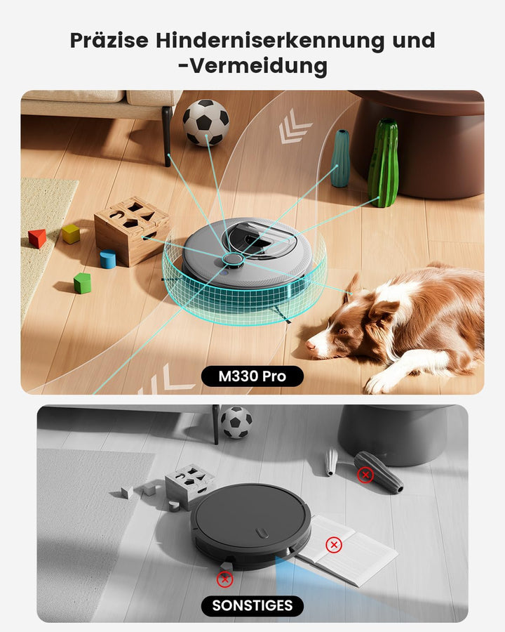 LEFANT M330Pro Saugroboter mit Wischfunktion, 5000Pa Staubsauger Roboter, Saugroboter mit 190° PSD H