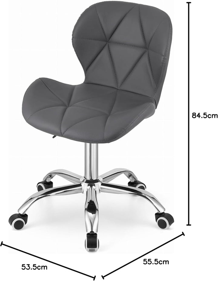NMK HOME Drehstuhl mit Rollen - Höhenverstellbar Polsterstuhl - Home Office Samt Stuhl mit Geometris