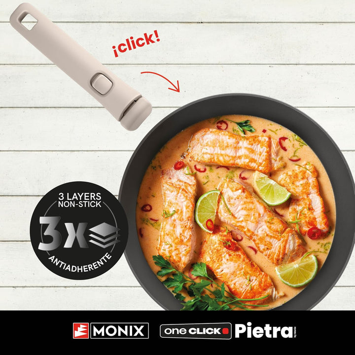 MONIX One Click Pietra | Set mit 3 stapelbaren Pfannen