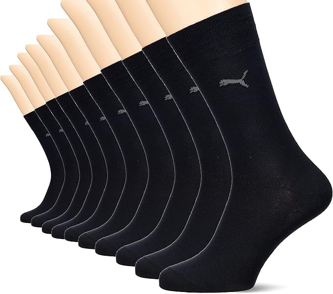 PUMA Klassische Herren-Socken, lässig, 10 Stück Schwarz 39-42, Schwarz 39-42
