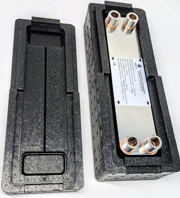 Edelstahl Plattenwärmetauscher Wärmetauscher mit Isolierung Nordic Tec Ba-23-20 20 Platten 90kW 3/4”