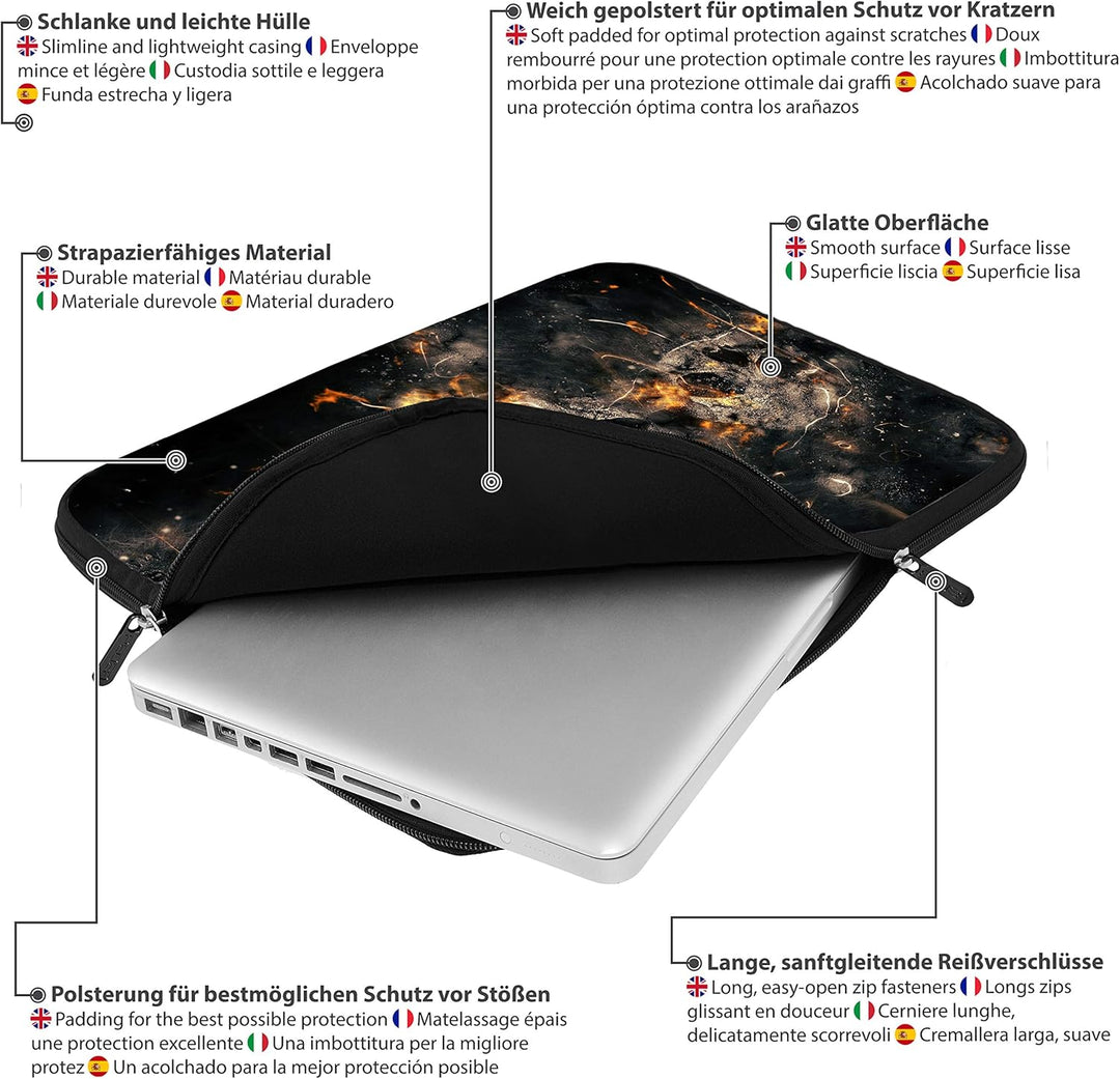PEDEA Design Schutzhülle Notebook Tasche bis 13,3 Zoll (33,7cm) mit Mauspad und schnurloser Maus, Sk