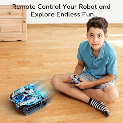 VEPOWER Roboter Kinder für Jungen, 5 in 1 Technik Ferngesteuert Bauspielzeug mit App Programmierbar,