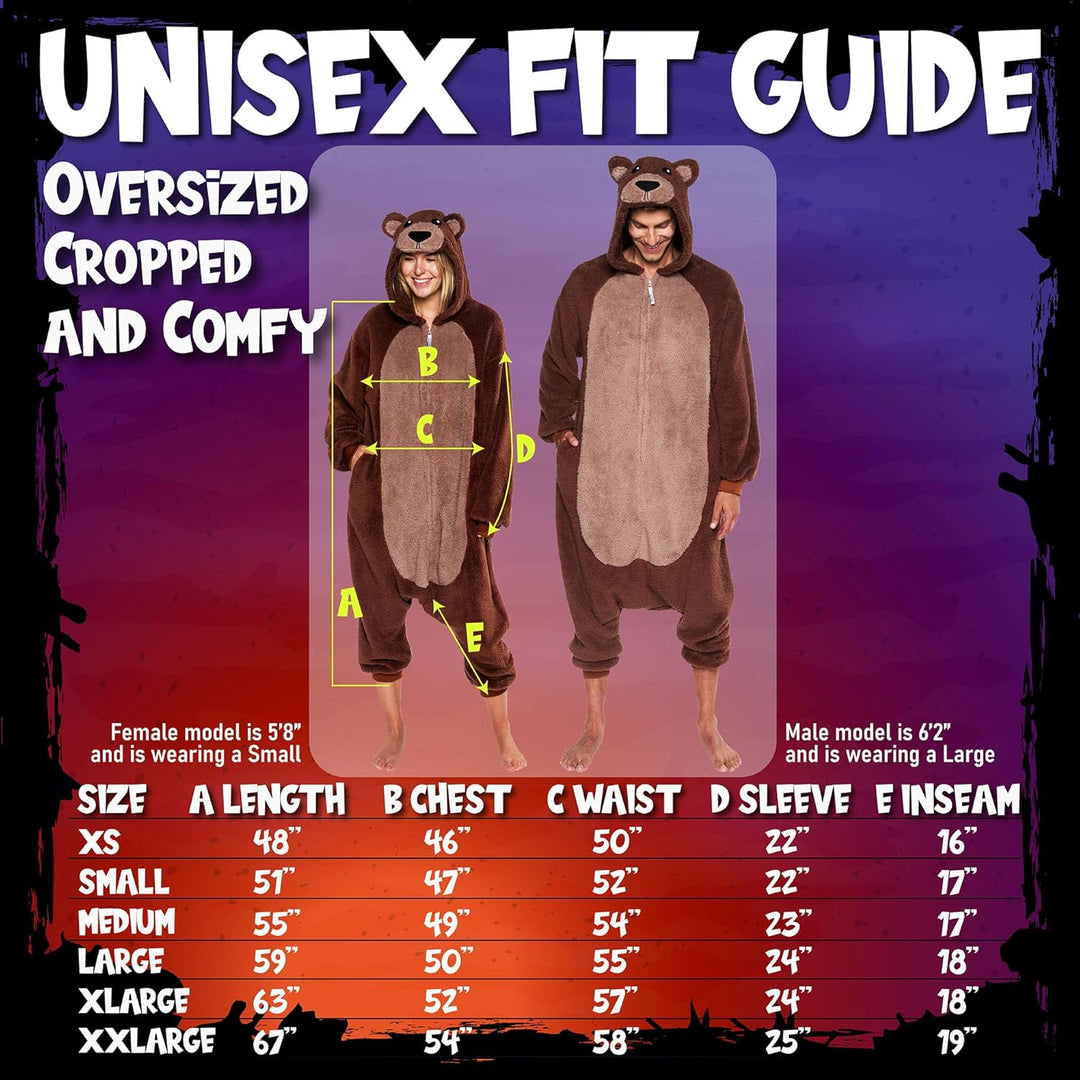 Funziez! Sherpa Bear Erwachsene Onesie Tier Halloween Kostüm Plüsch Teddy Einteiler Cosplay Anzug fü