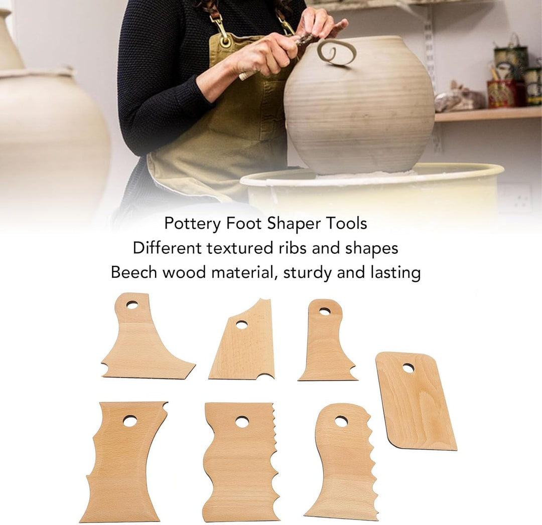 7 Stück Töpferei Trimming Tools Set Buche Holz Keramik Profil Rippe Bundle Fuss Formgeber Mehrere Fo