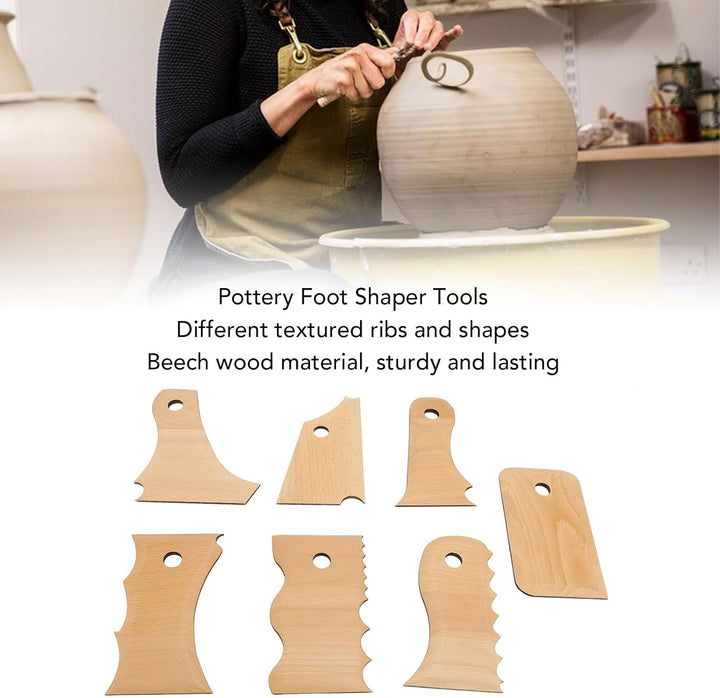 7 Stück Töpferei Trimming Tools Set Buche Holz Keramik Profil Rippe Bundle Fuss Formgeber Mehrere Fo