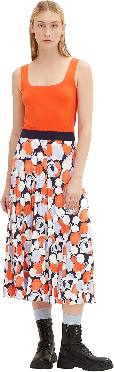 TOM TAILOR Damen Plissee Rock 46 31116 - Navy Flower Design, 46 31116 - Navy Flower Design