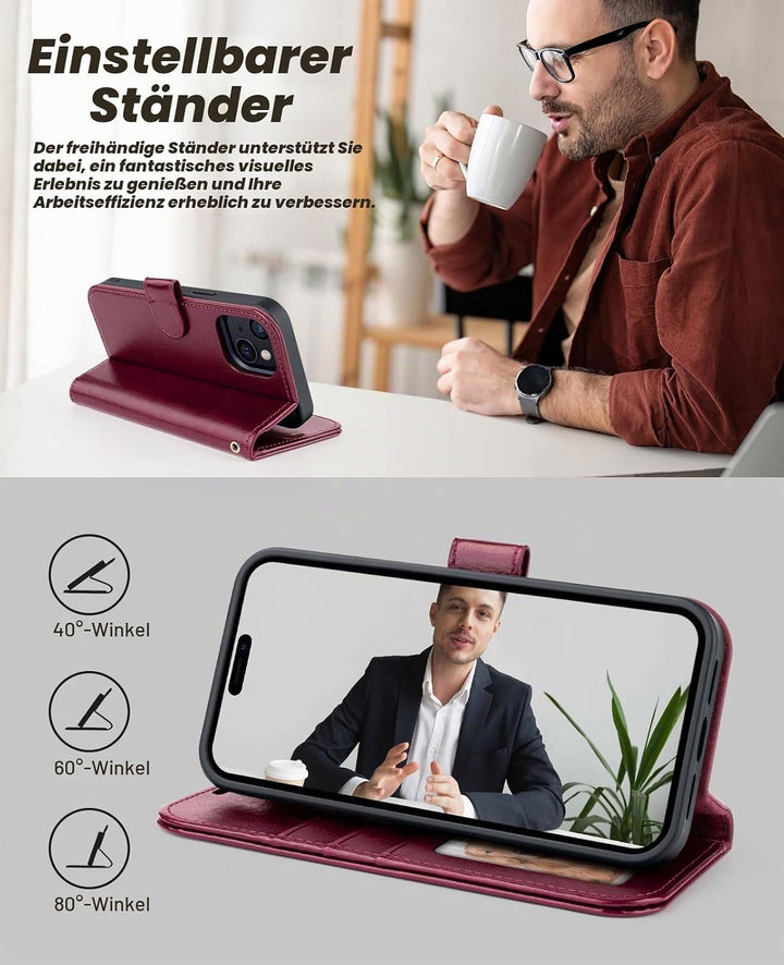 OCASE Kompatibel für iPhone 15 Hülle (2in1) Stossfestes Case, Burgundy | Abnehmbare magnetische, Mit