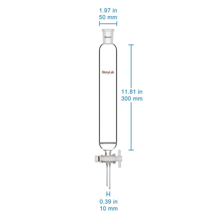 stonylab Chromatographie Säule aus Borosilikatglas, Chromatography Column 24/40 Gelenk Chromatograph