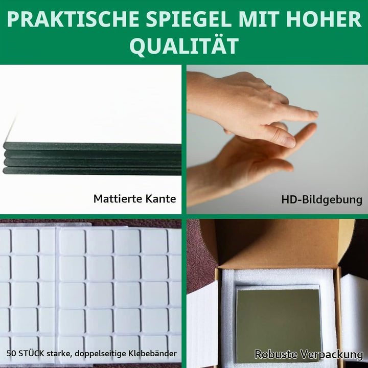 JMITHA Selbstklebende Fliesenspiegel Wandspiegel Spiegelfliesen Selbstklebend HD Glas Spiegel Wandau