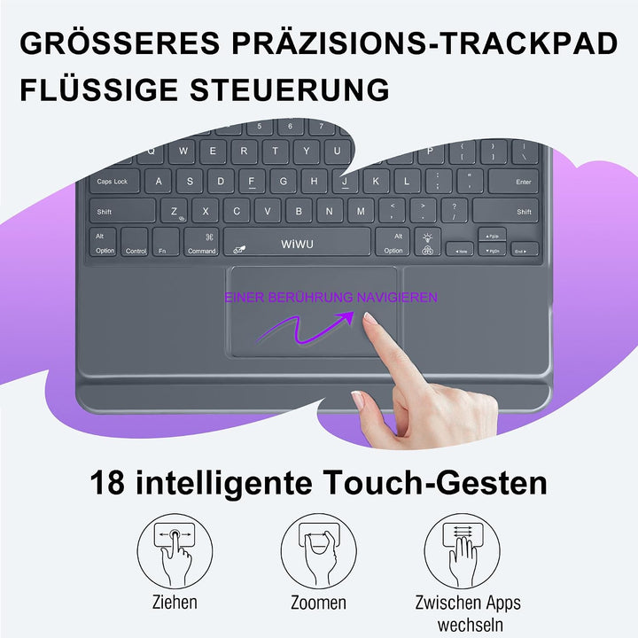 WIWU iPad Pro 13 Hülle mit Tastatur 360° Ständer Magnetisch Abnehmbare | Tastaturhülle 7 Farben Hint