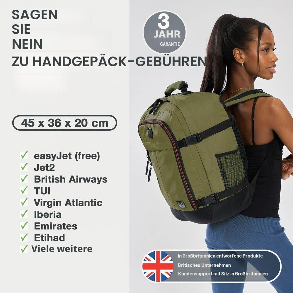 Cabin Max Metz Handgepäck Rucksack 45x36x20, Reiserucksack, Rucksack Flugzeug, Travel Backpack für C