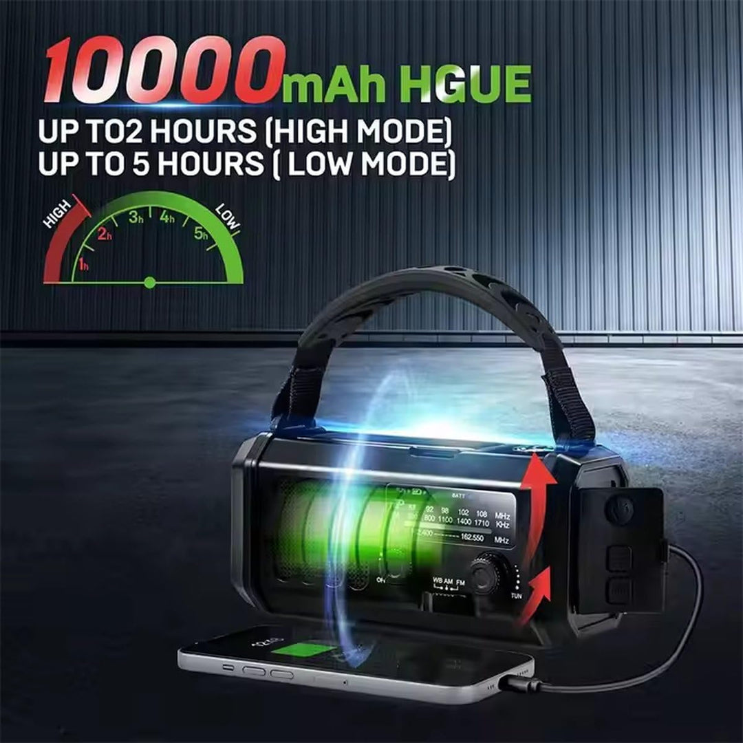 Ishiva 10000mAh Notfall Solarradio, Handkurbel und Batteriebetrieb, AM/FM tragbares wiederaufladbare