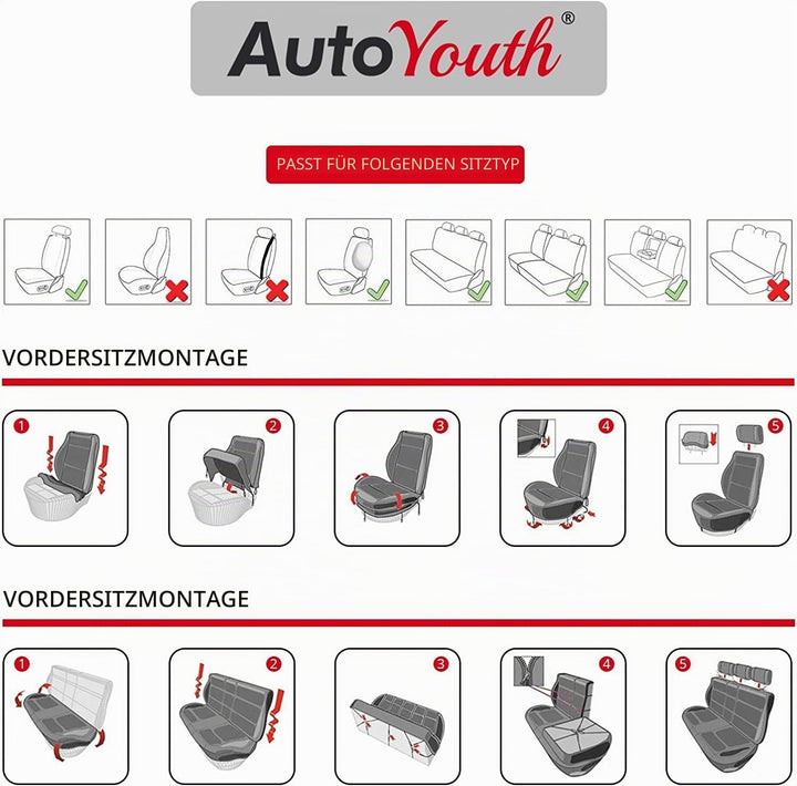 AUTOYOUTH Autositzbezüge für Vordersitze Autositzschoner Reifenschienen Autositzzubehör, Beige Beige