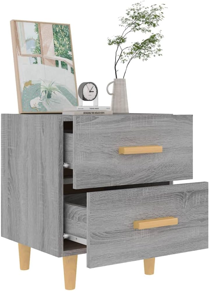 homiuse 44x40x47,5 cm 2 STK Nachttisch NachtkäStchen Grau Sonoma NachtischschräNke Mini Kommode Nach