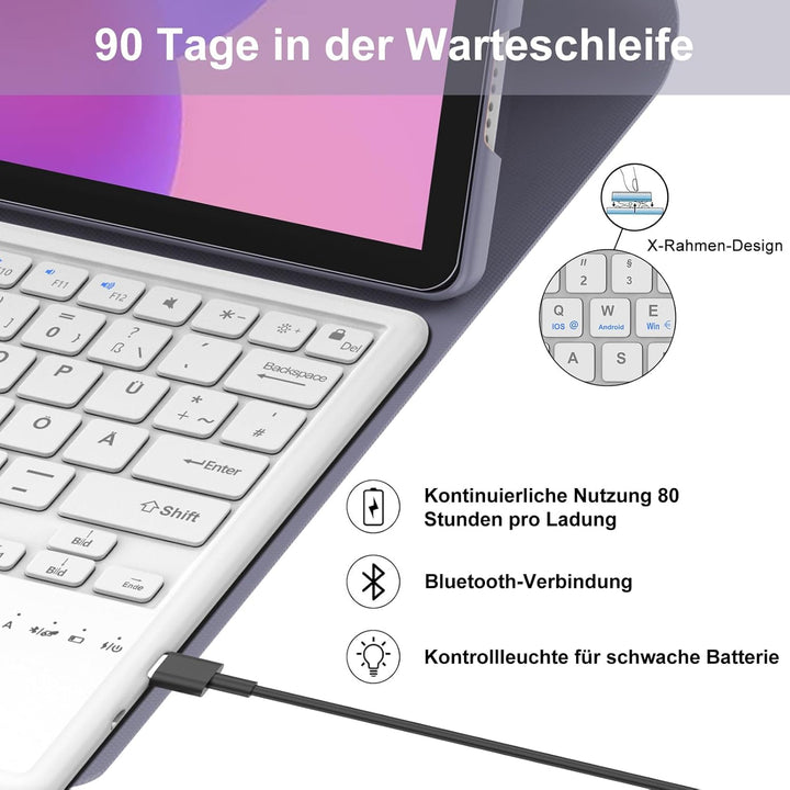 IVEOPPE Hülle mit Tastatur für Lenovo Idea Tab Pro 12,7" 2025 Con Touchpad, Bluetooth Abnehmbare Mag