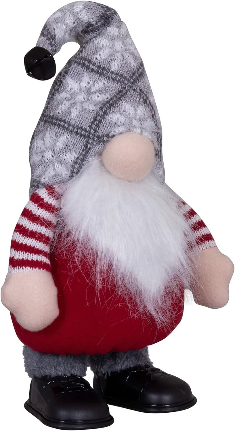 Christmas Paradise Tanzender Weihnachtswichtel 24cm(40cm) im 2er Set Gnom mit Musik & Bewegung - gra