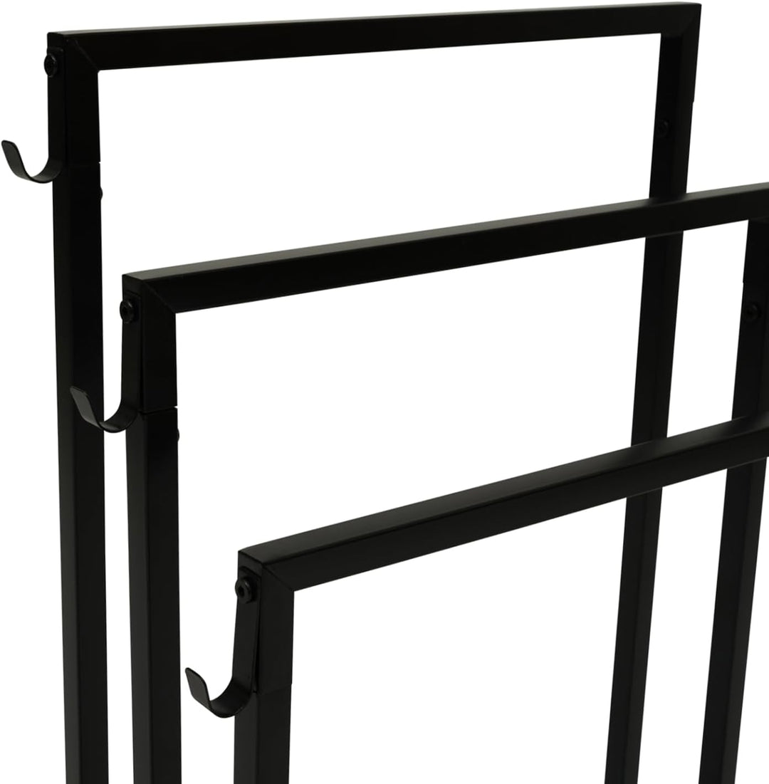 IDMarket - 3-Ebenen-Handtuchhalter DALLAS aus schwarzem Metall, industrielles Design