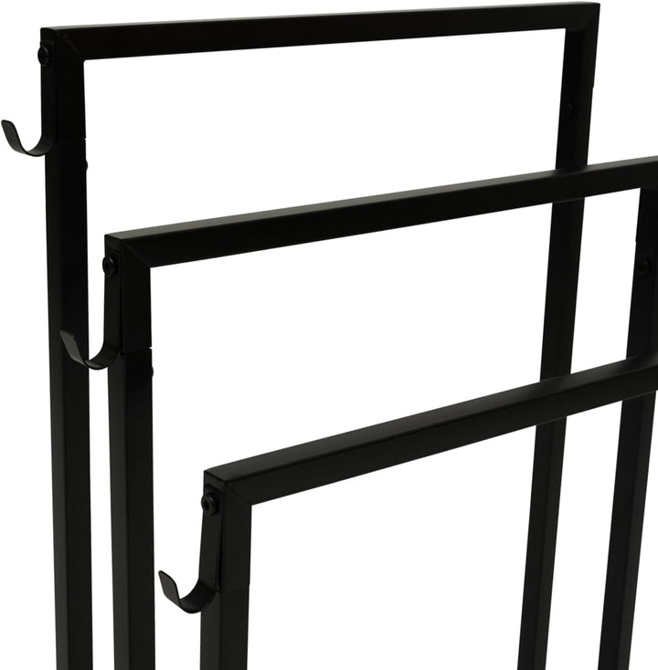 IDMarket - 3-Ebenen-Handtuchhalter DALLAS aus schwarzem Metall, industrielles Design