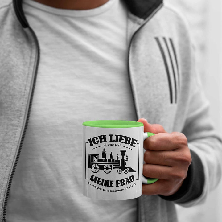 Trendation - Lustige Modelleisenbahn Tasse Geschenk für Eisenbahner (Grün), Grün