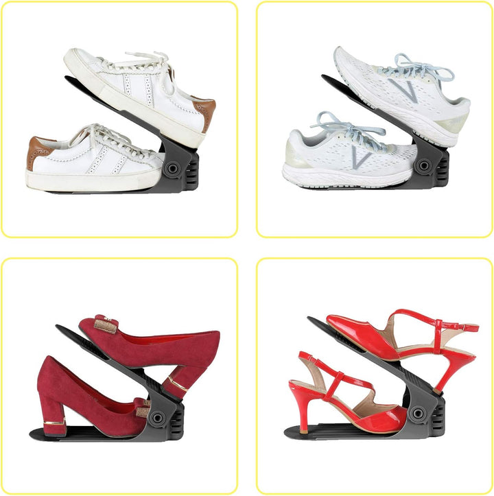 20 x Verstellbarer Schuhregal Schuhstapler schuhaufbewahrung Schuhorganizer Schuhhalter Farbe: Schwa
