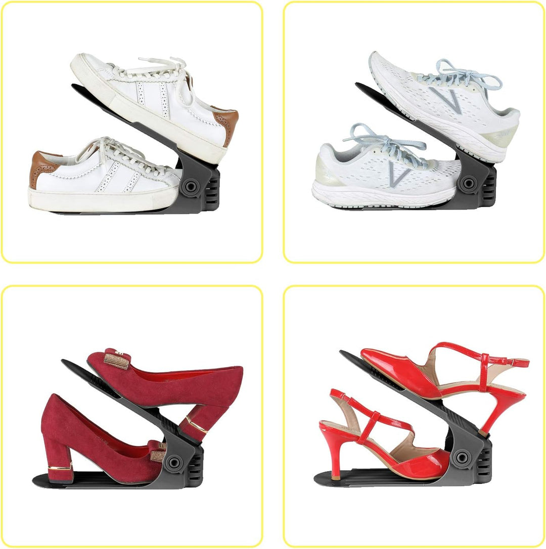 20 x Verstellbarer Schuhregal Schuhstapler schuhaufbewahrung Schuhorganizer Schuhhalter Farbe: Schwa