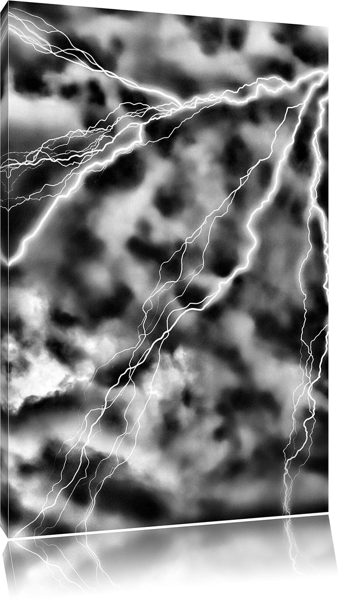 Pixxprint Blitze und Gewitter als Leinwandbild | Grösse: 100x70 | Wandbild| Kunstdruck | fertig besp