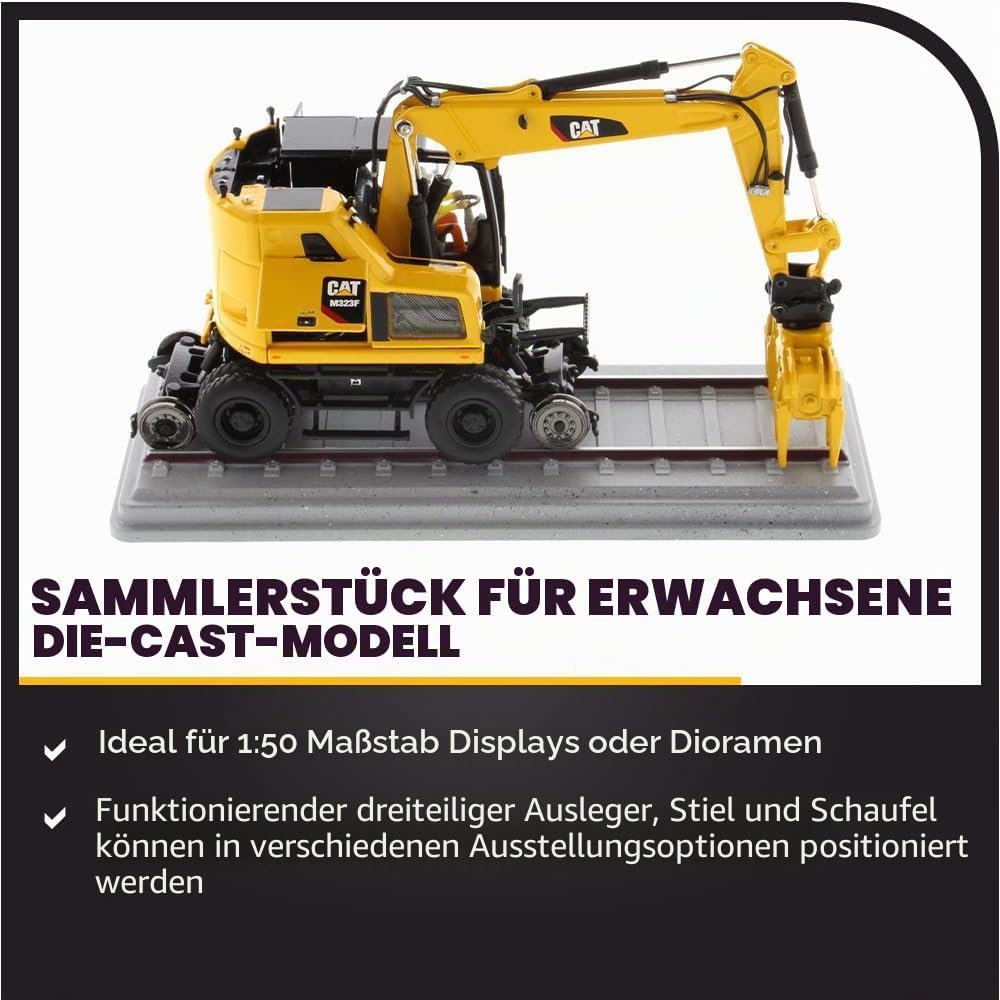 Diecast Masters 85661 - Caterpillar Zweiwegenbagger für Eisenbahn Cat M323F Rail, Massstab 1:50, ca.