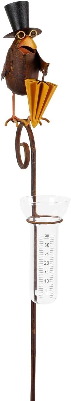 NETPROSHOP Regenmesser Rabe oder Frosch am Stab H: ca. 120 cm aus Metall u. Glas, Auswahl:Rabe Schir