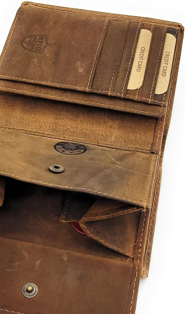 Jockey Club echt Leder Geldbörse Portemonnaie Geldbeutel mit RFID NFC Schutz Vintage