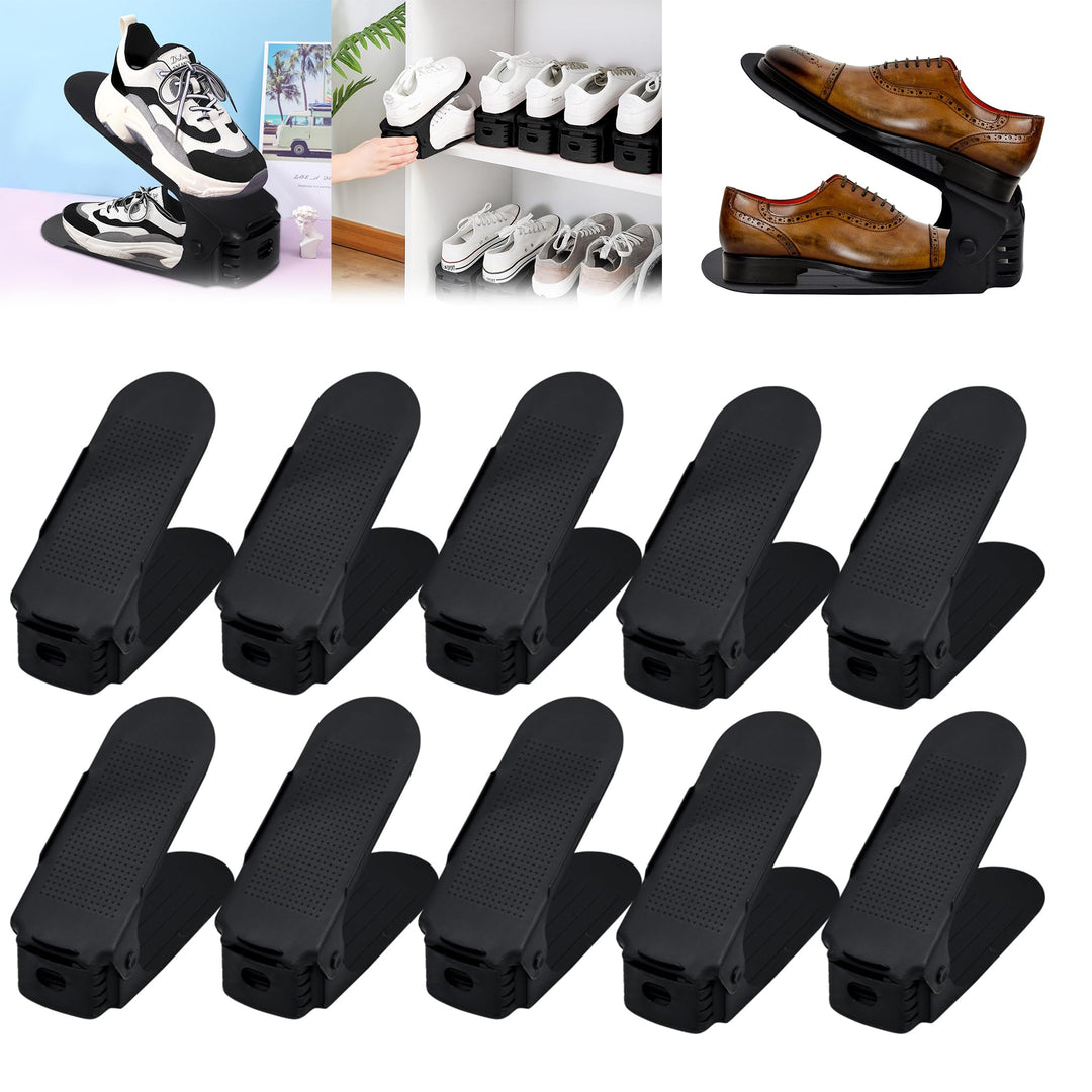 20 Stück Verstellbarer Schuhregal Schuhhalter Schuhstapler rutschfest 3 Höhenverstellbar Schuhorgani