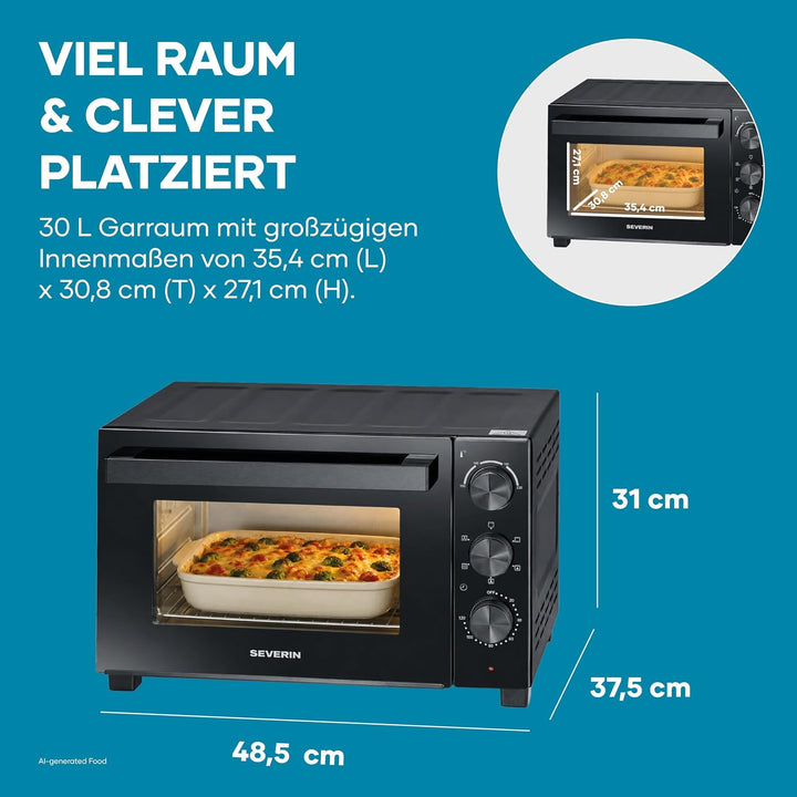 Severin Back- und Toastofen mit Umluftfunktion, inkl. Drehspiess für Fleisch, vielseitiger Heissluft
