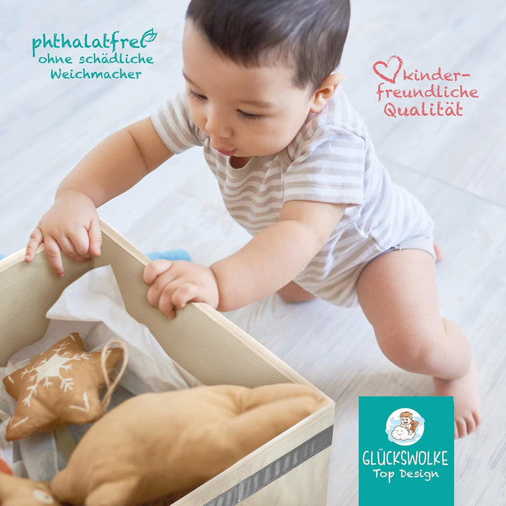 GLÜCKSWOLKE Aufbewahrungsbox Kinder - 15 Motive I Spielzeugkiste mit Deckel für Kinderzimmer I Spiel