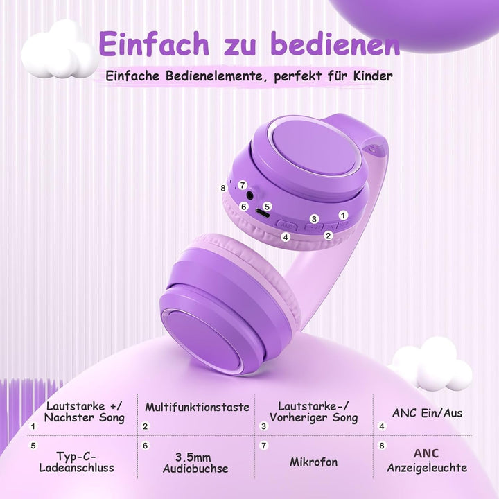 TONOSHARK Bluetooth Kopfhörer Kinder | Noise Cancelling Kinder Kopfhörer | Over-Ear Kinderkopfhörer