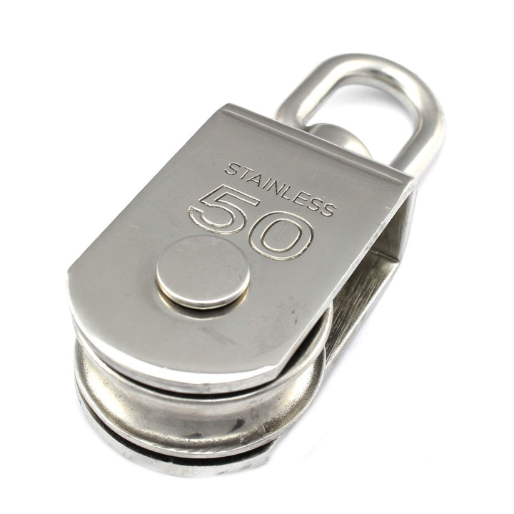 Block mit Edelstahlrolle 50mm drehbarem Wirbel V2A Sinterbronze Buchse