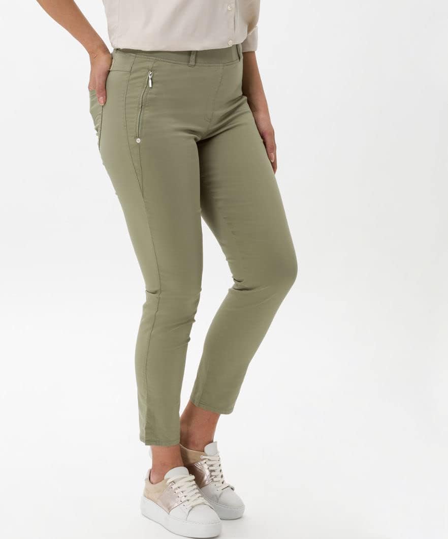 Raphaela by Brax Damen Style Lavina Verkürzt Rundum Schlupf Light Summer Cotton Hose 27W / 30L Sage,