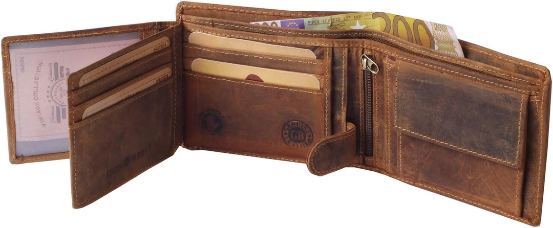 Greenburry Vintage Herren Geldbörse Braun 12,5x10,5x3cm Portemonnaie Geldbeutel