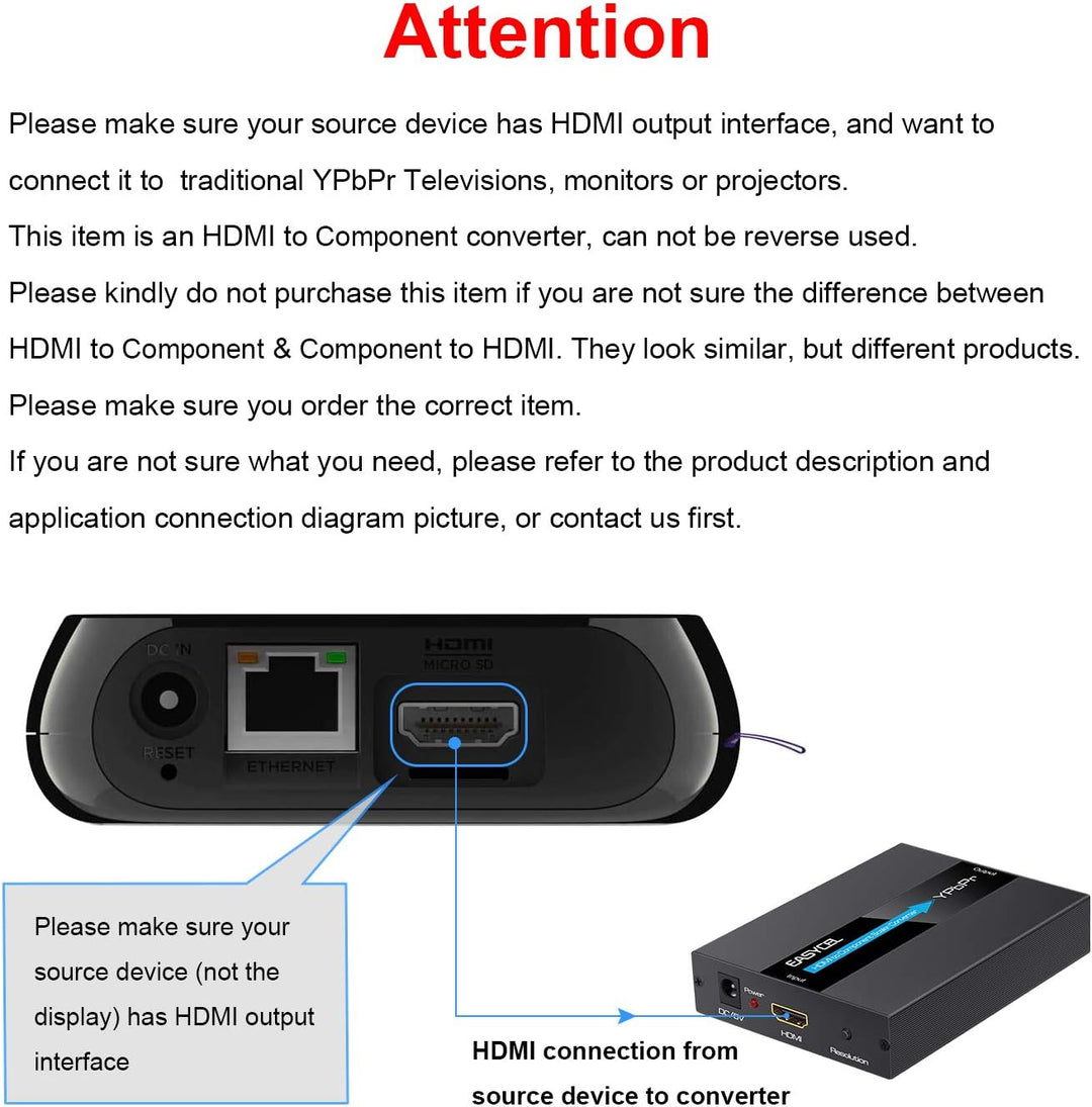 EASYCEL HDMI zu Component (YPbPr / RGB / 5RCA) Scaler Konverter (mit Scaler-Funktion, Aluminium), HD