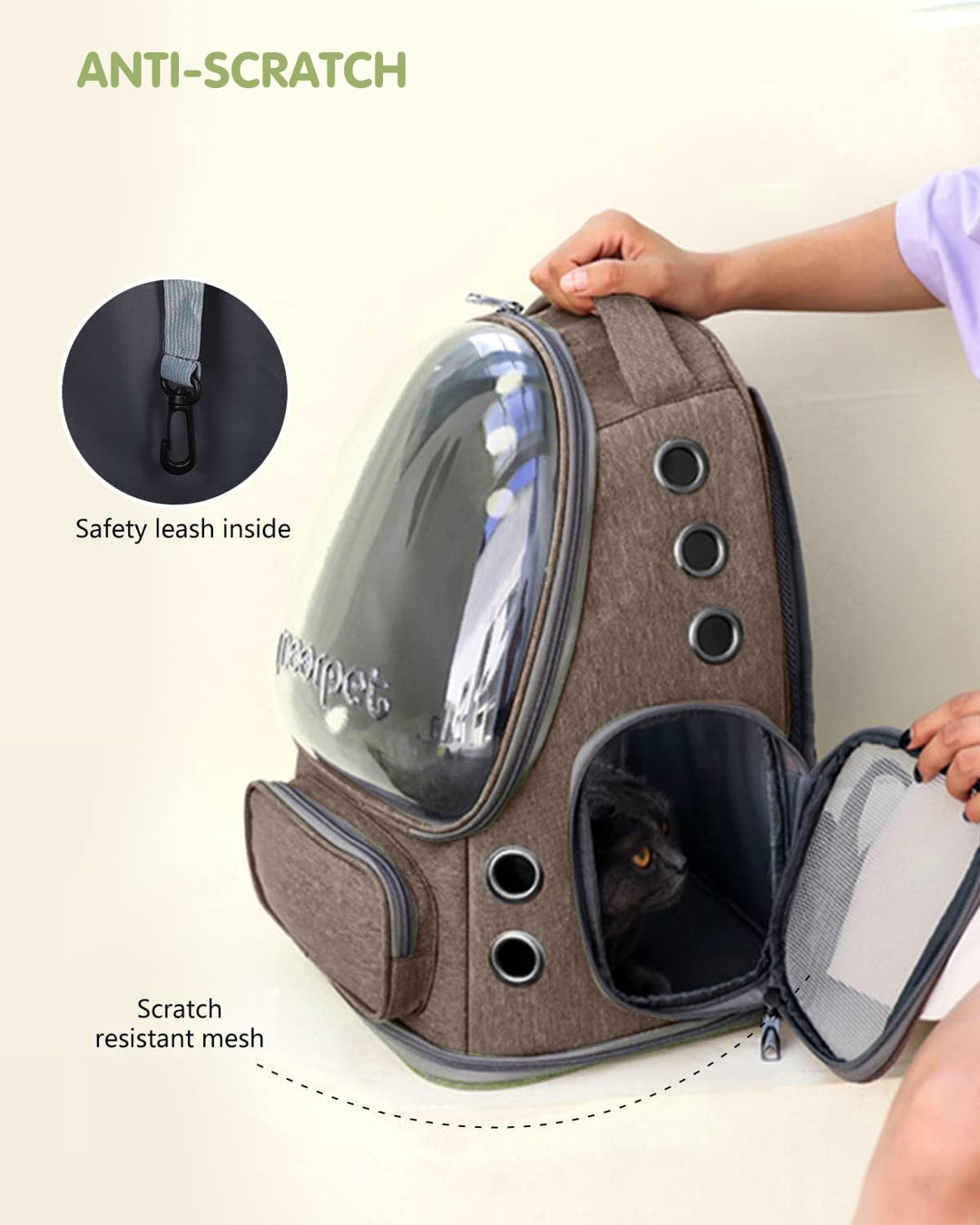 PETCUTE Haustier Rucksack,Tragbar Raumkapsel Hunde Katzen Rucksack mit Herausnehmbarer Matte,Atmungs