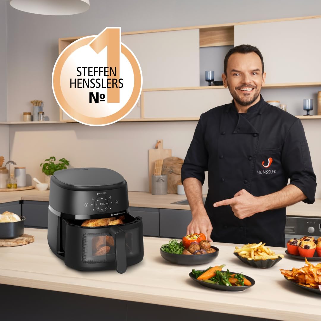 Philips Airfryer 2000-Serie 6,2L - Sichtfenster, Digitaler Touchscreen, 13 Kochoptionen, Bis zu 90%