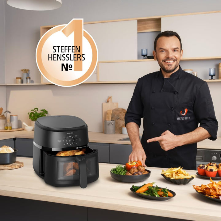 Philips Airfryer 2000-Serie 6,2L - Sichtfenster, Digitaler Touchscreen, 13 Kochoptionen, Bis zu 90%