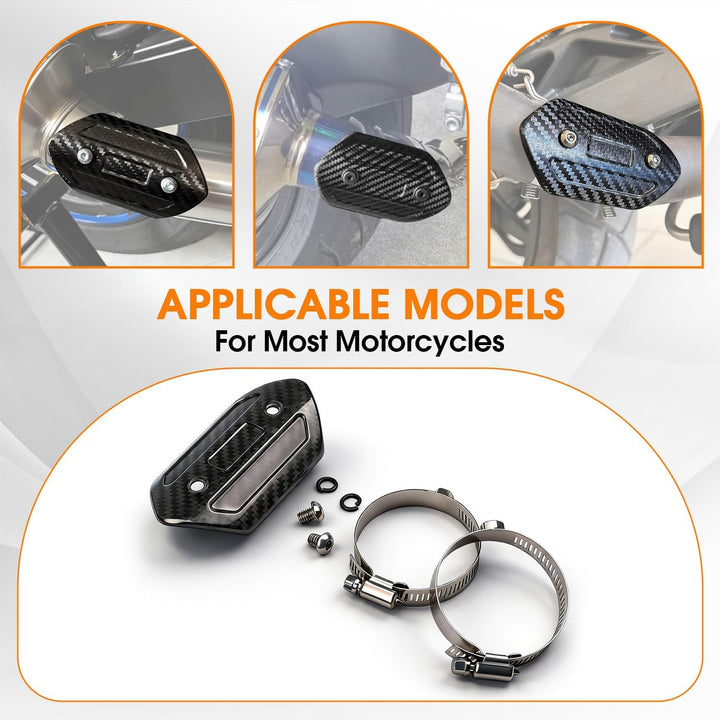 Motorrad Auspuff Hitzeschild,Kohlefaser Motorrad Auspuffrohrabdeckung Hitzeschutzblech Schutz Univer