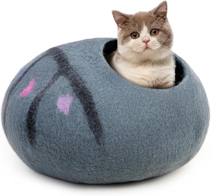 Katzenhöhle aus Wolle, mittelgross, handgefertigt aus 100% Merinowolle, umweltfreundliche Filz-Katze