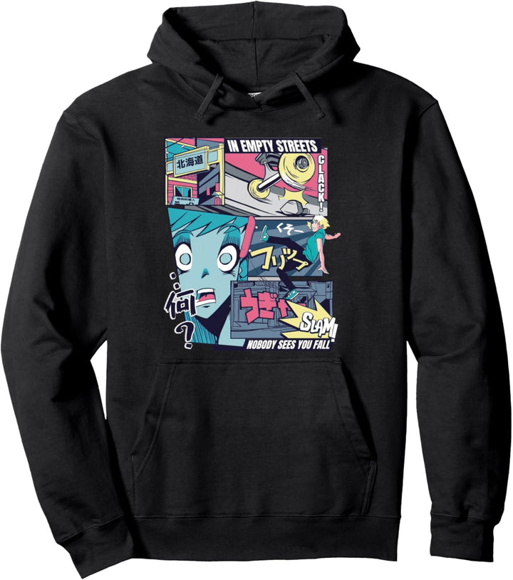 Skater Girl Japanese Anime Aesthetic Clothes Retro Manga Pullover Hoodie