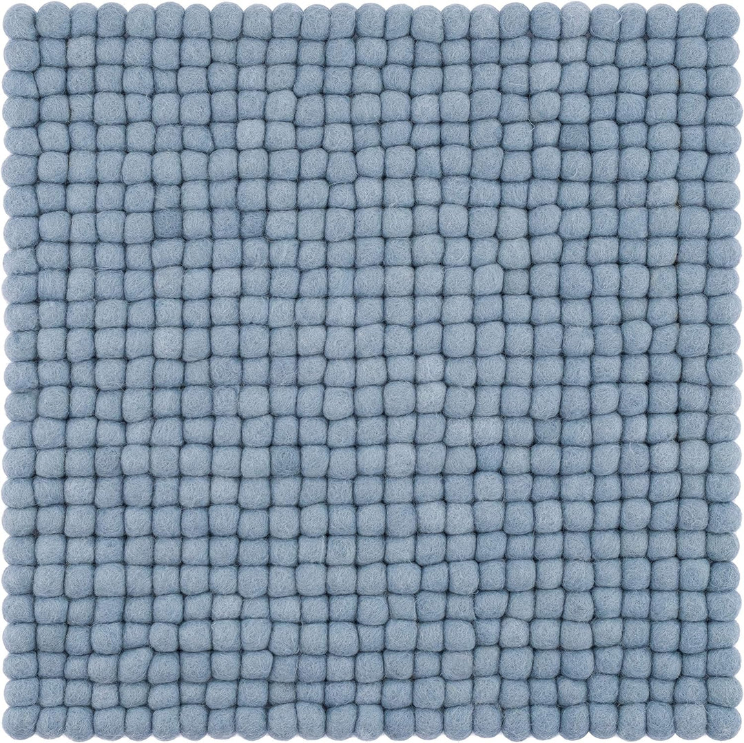 myfelt Filzkugel-Sitzauflage Stuhlauflage - Mia - quadratisch, 36x36 cm, Hellblau, Hellblau