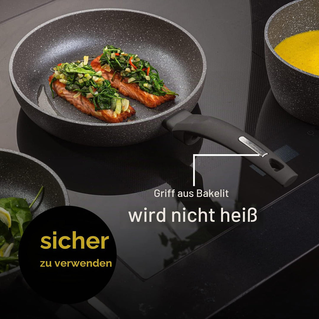 FLORINA - Bratpfanne aus Aluminium LAVA STONE I 20 cm Durchmesser I Tiefe Pfanne Induktion I Antihaf